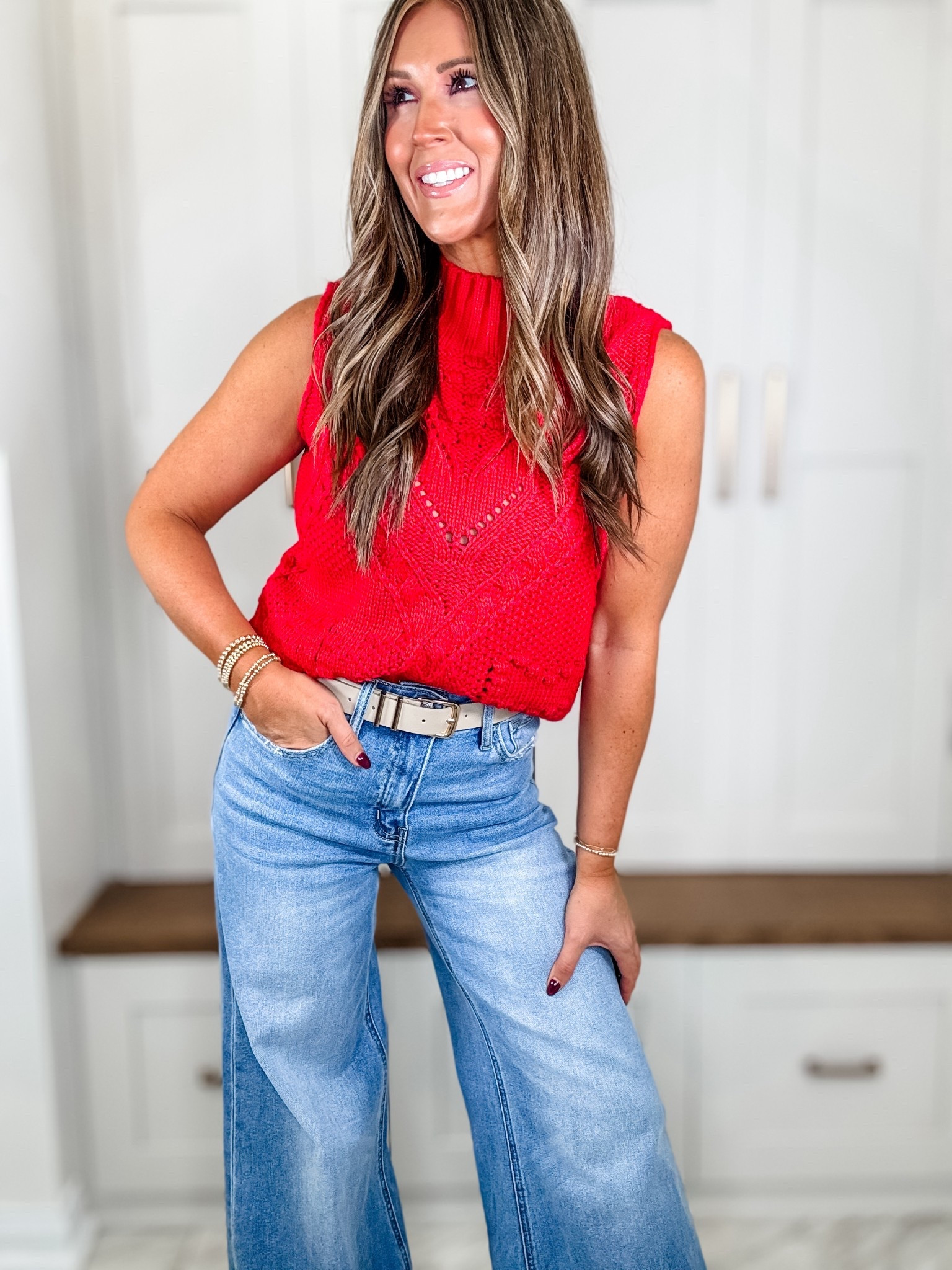 🍁 Cozy Crochet Sweater Vest | Fall Layering Must-Have

This sleeveless crochet sweater vest is the cutest way to do fall when it’s still a little warm out! ✨ The chunky knit and turtleneck give it all the autumn feels, while the sleeveless style keeps it breathable. Pair it with wide-leg jeans, leather shorts, or layered over a crisp button-down for the ultimate preppy look. 🎀

💕 Style it solo with cargo pants for a casual vibe
💕 Layer it over a long sleeve tee for cozy days
💕 Add boots or clogs for the perfect pumpkin patch outfit

Such a versatile piece you’ll keep reaching for all season long. 🍂

	•	crochet sweater vest
	•	sleeveless fall knit top
	•	turtleneck sweater vest

#FallFashion2025 #SweaterVestStyle #LayeredLooks #CozyAndChic #FallOOTD


#LTKFindsUnder50 #LTKSeasonal #LTKStyleTip