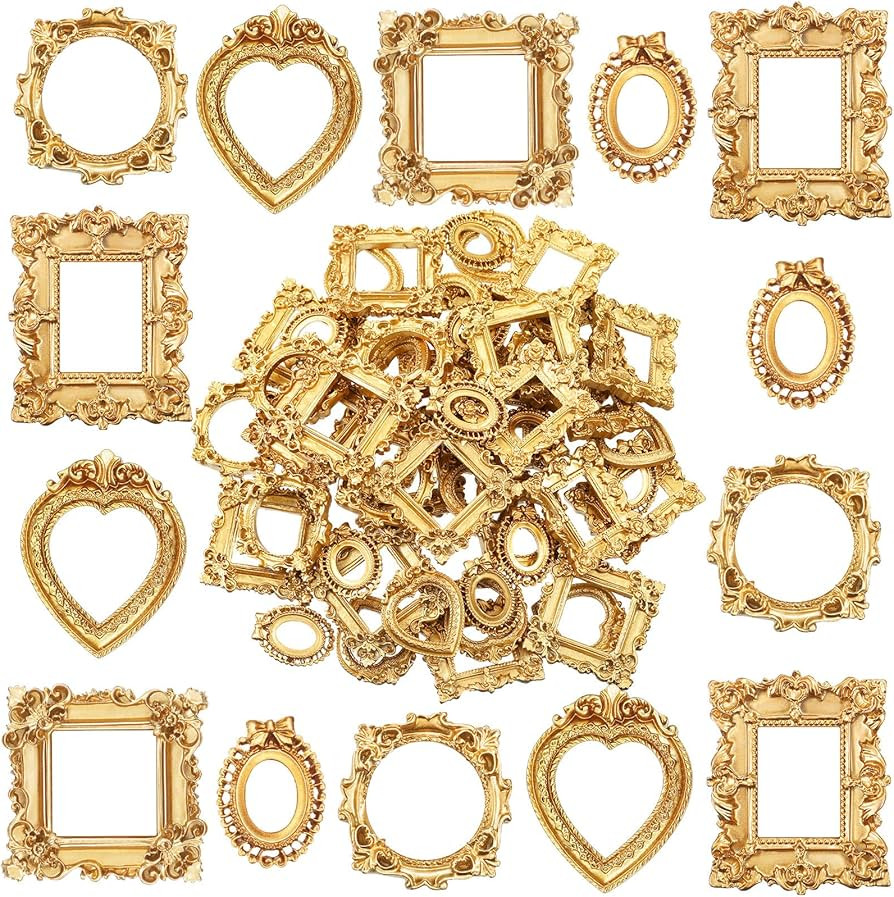 100 Pieces Gold Vintage Resin Picture Frame Antique Photo Resin Frame Mini Resin Jewelry Display ... | Amazon (US)