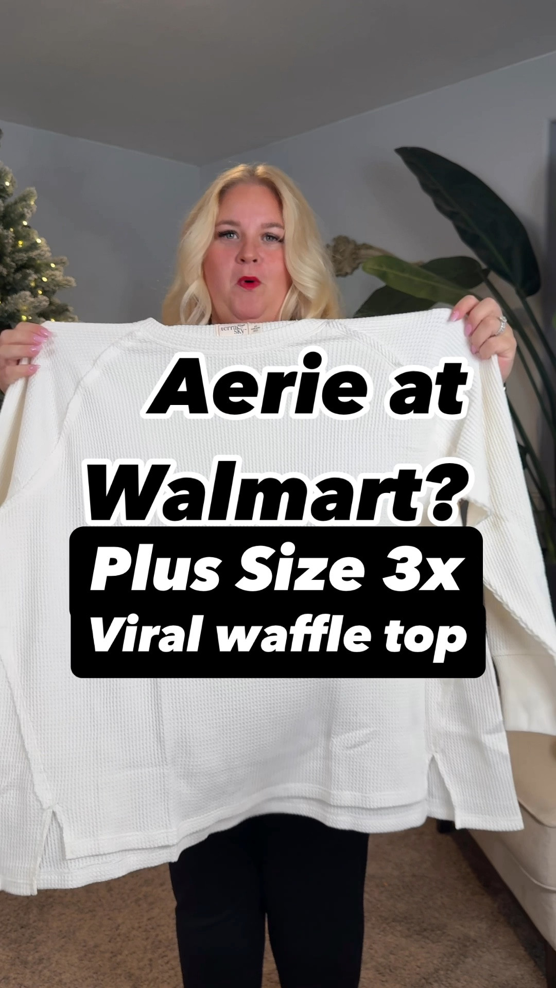 Get the look for less! This  walmart top is giving way more affordable than the Aerie and goes up to 3x!
Wearing 3x in coat and tops

#LTKCyberWeek #LTKHoliday #LTKPlusSize