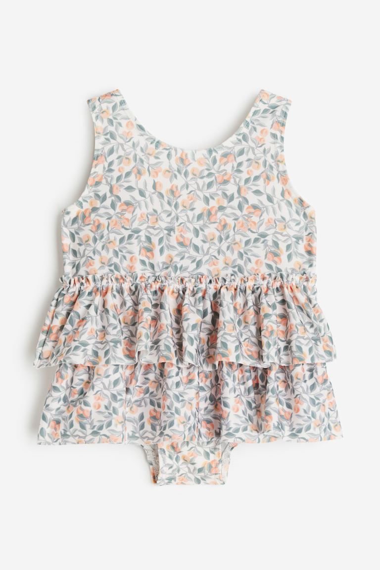 Ruffle Skirt Swimsuit - Green/floral - Kids | H&M US | H&M (US + CA)