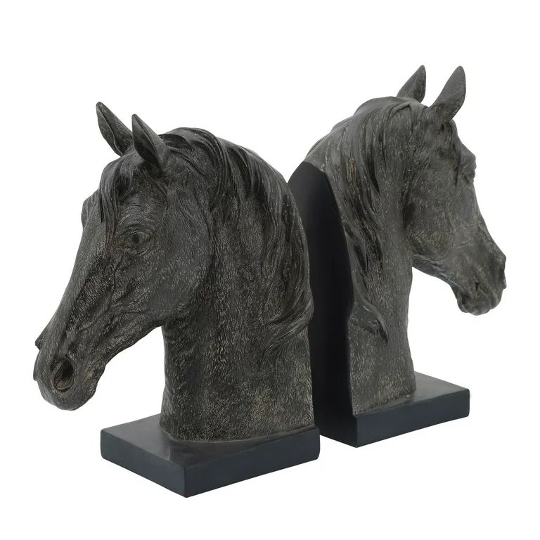 Set of 2 Black and Rustic Brown Horse Head Bookends 11" | Walmart (US)