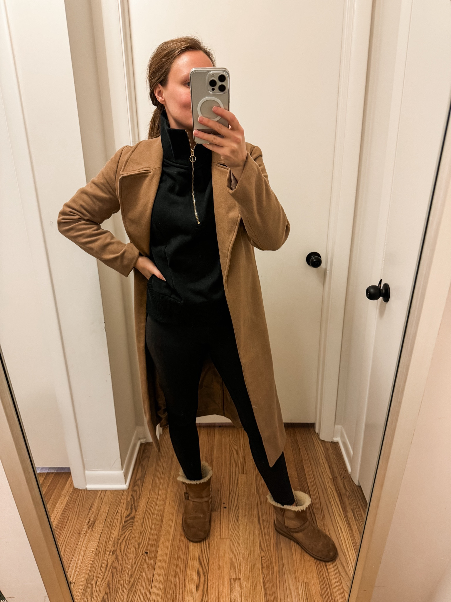 It’s cozy season! Use the sandwhich method to create a pulled together look even with leggings // Black and camel from the winter capsule wardrobe // Uggs // favorite yoga pants leggings // camel wrap coat // cozy neutrals 

#LTKSeasonal