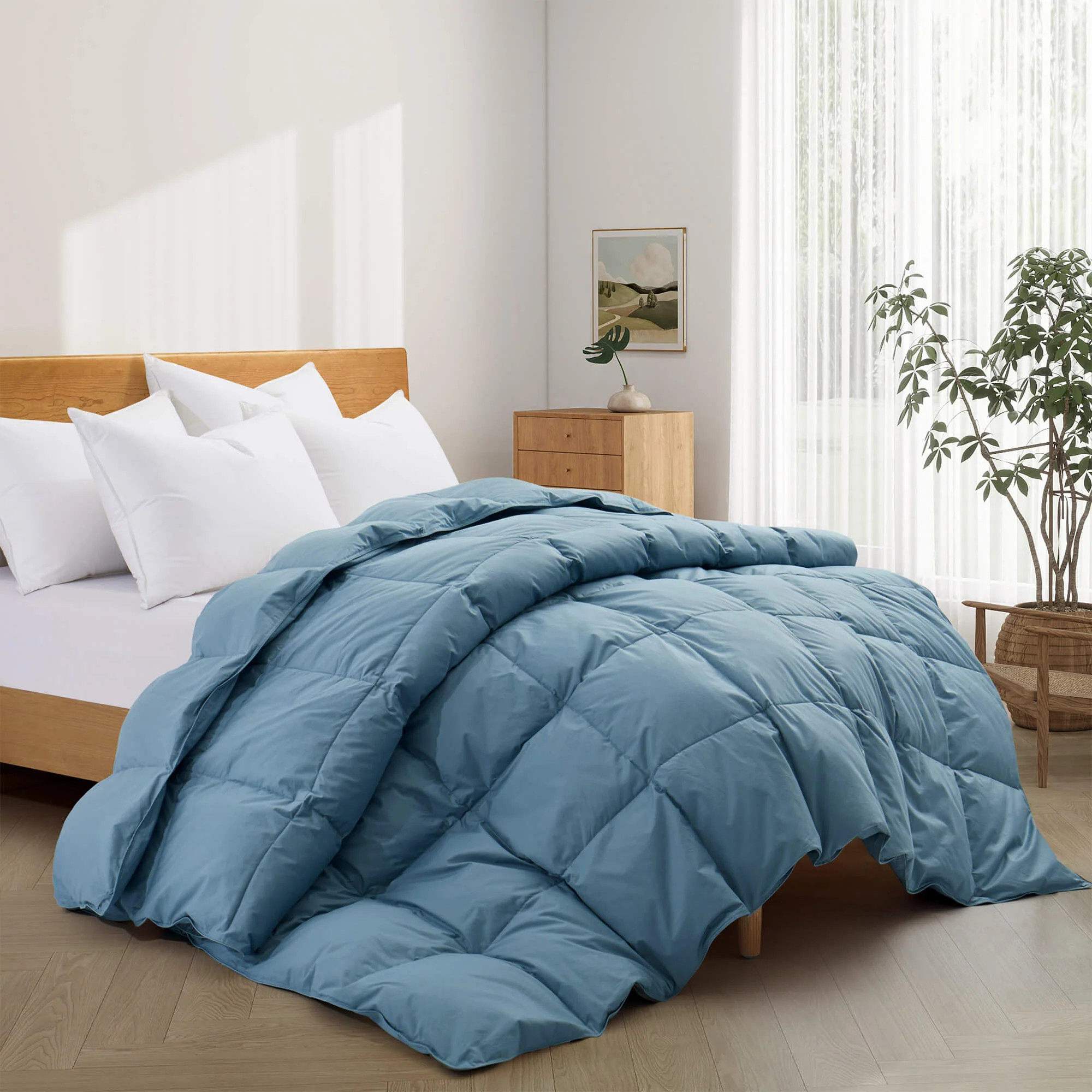All Season Organic Cotton Comforter Filled with Down and Feather Fiber | Puredown.Inc