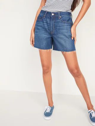 High-Waisted Slouchy Cut-Off Jean Shorts for Women -- 5-inch inseam | Old Navy (US)