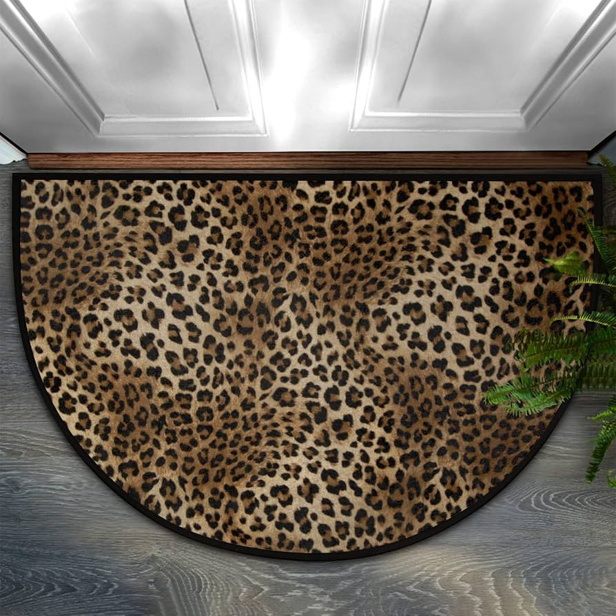 Leopard Print 30X18 Inch Semicircular Indoor Door Mat, Non Slip, Absorbent, Wear Resistant, Moder... | Amazon (US)