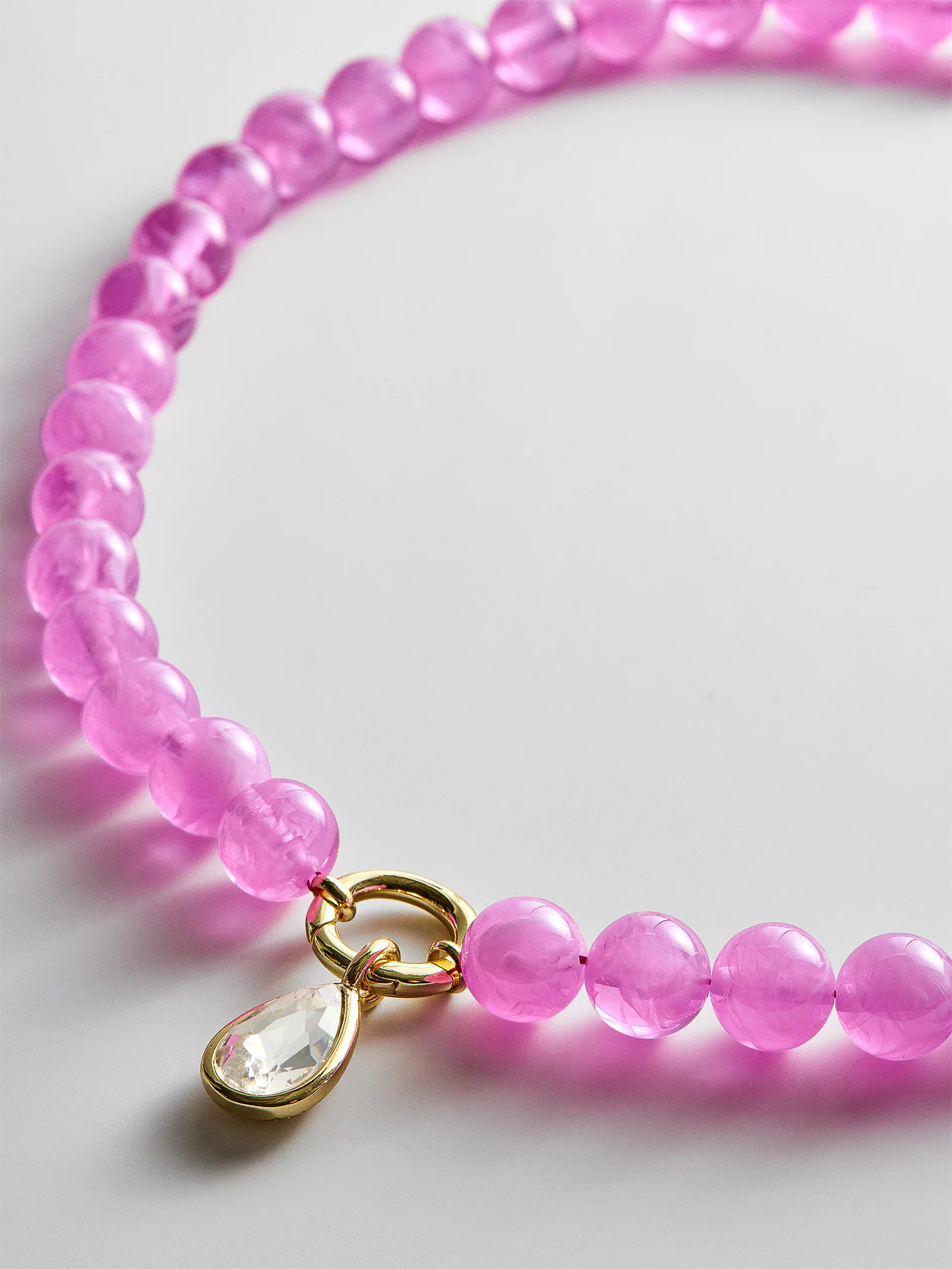 Janette Beaded Ring Necklace - Fuchsia Agate Bead | BaubleBar