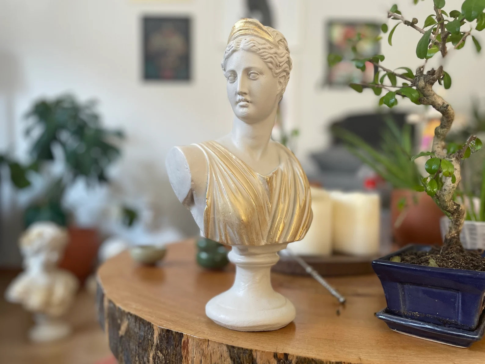 Read the full title
    Large Artemis Sculpture Statue, Artemis Bust Statue, Bust,cream and gold ... | Etsy (US)