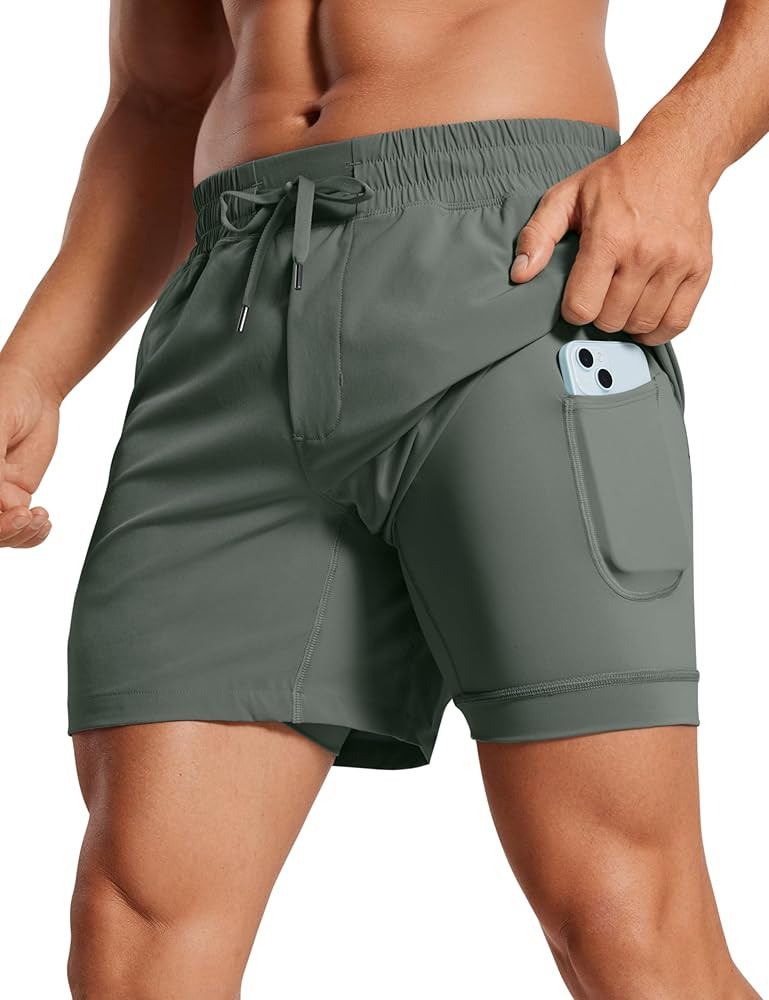 CRZ YOGA Men's 2 in 1 Running Shorts with Liner - 5'' Quick Dry for Workout Sports Athletic with ... | Amazon (US)