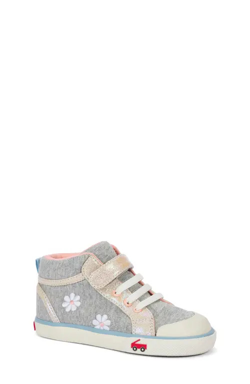 See Kai Run Kids' Peyton Embroidered Sneaker in Gray/Gold at Nordstrom, Size 4 M | Nordstrom