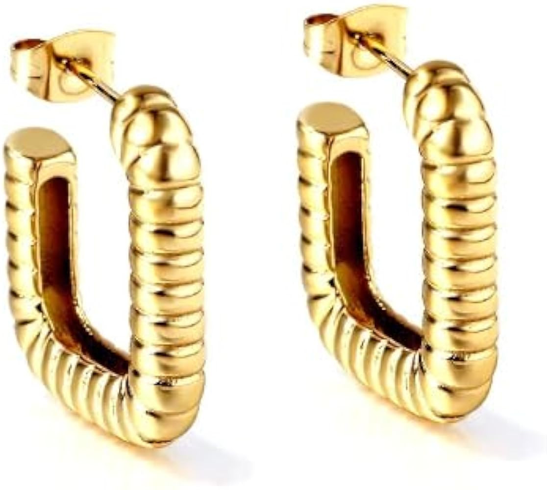 Geometric Hoop Earrings Set in 18K Gold Plated and Silver, C, U and Pentagon, Rectangle, Square, ... | Amazon (US)