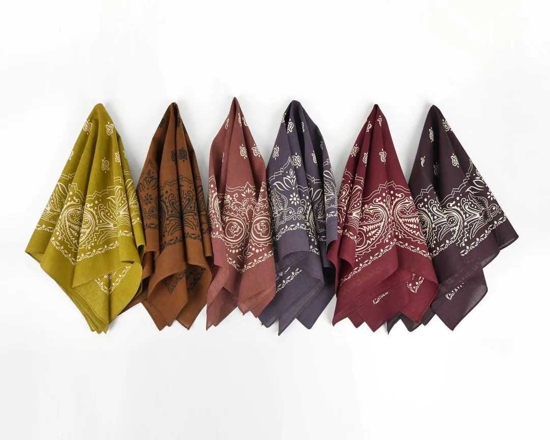 100% Cotton Earthly Skull Steampunk Unisex Bandanas Masculine Wraps Paisley Square Scarf Burgundy... | Etsy (US)