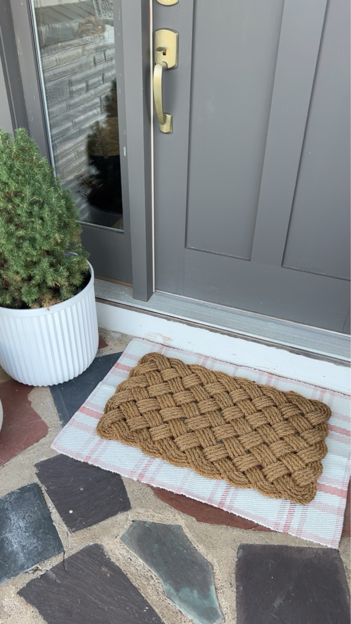 Sharing my simple entryway; Target door mat layered on top of Walmart rug, front porch decor, spring refresh on a budget.

#LTKHome