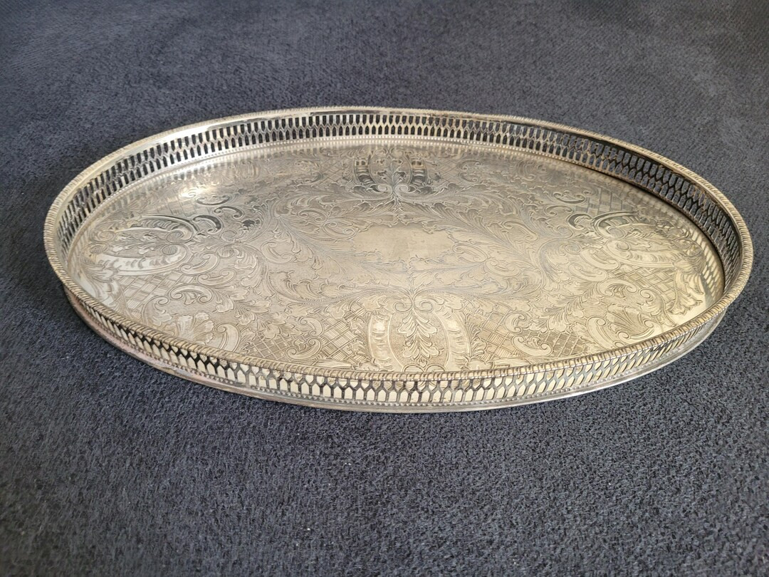 Elegant Vintage Oval Silver-plated Tray Made by Viners - Etsy | Etsy (US)