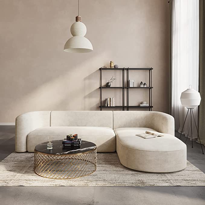 Acanva Modern L-Shaped Sectional Velvet Sofa Set, 3 Seat Corner Couch for Living Room, Bedroom an... | Amazon (US)
