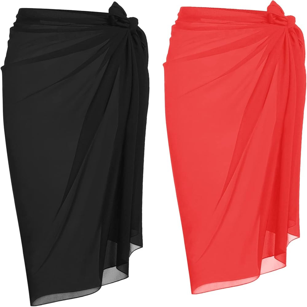 Ekouaer Sarong Swimsuit Coverup for Women Chiffon Beach Tie Wrap Skirt Long Bikini Sheer Scarf Ba... | Amazon (US)