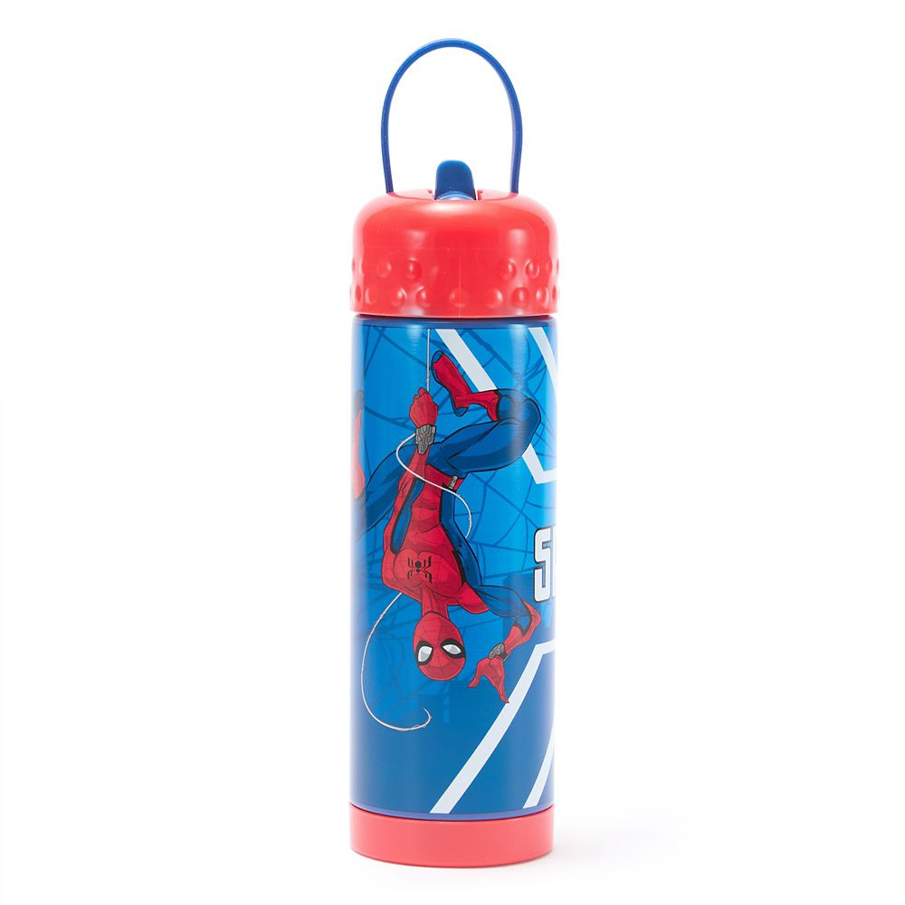 Spider-Man 16 oz. Stainless Steel Water Bottle with Built-In Straw | Disney Store