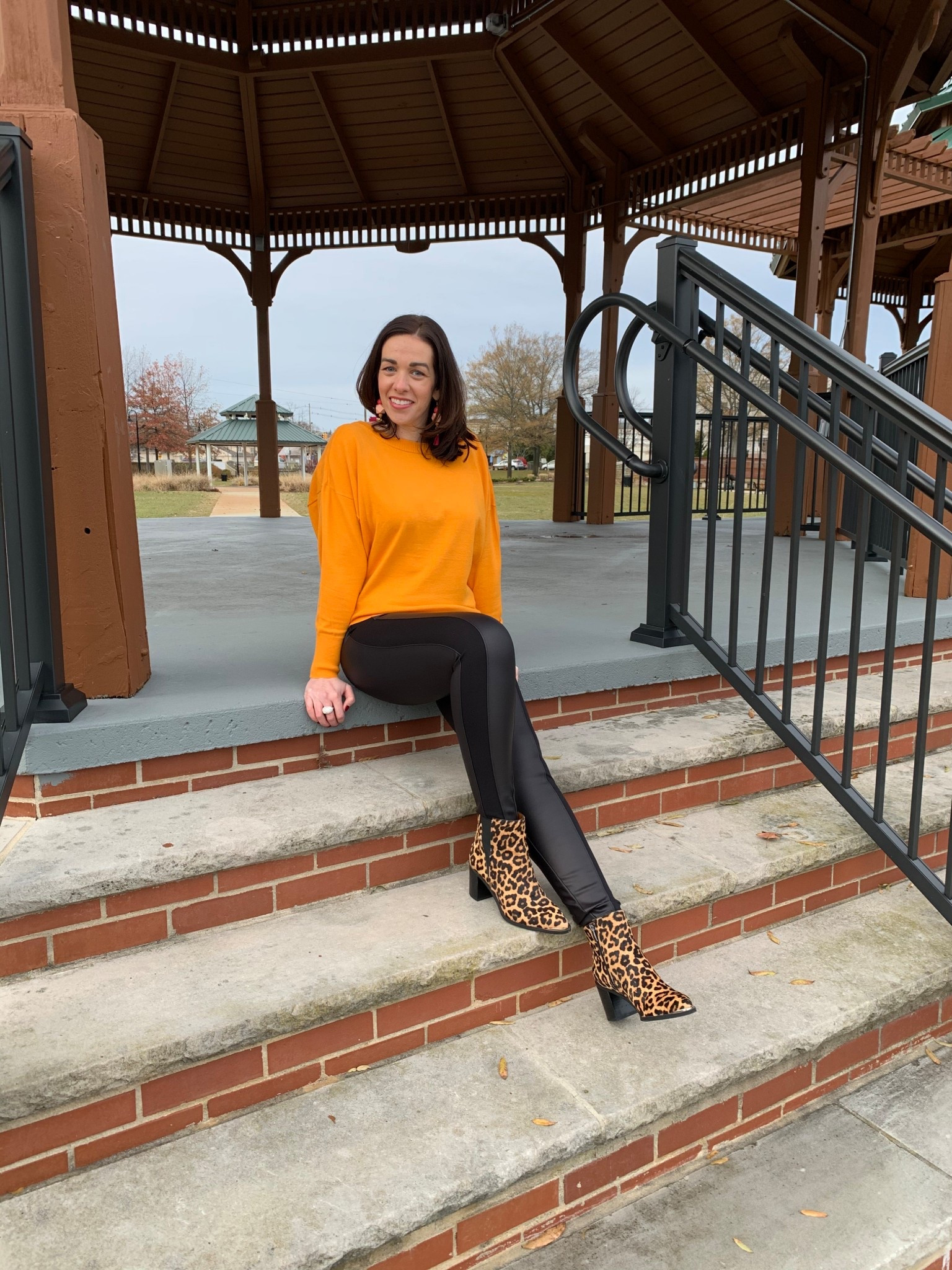 Canary yellow sweater (small). Black faux leather leggings (small). Leopard boots (8.5). #sweater #yellowsweater #leggings #blackleggings #fauxleatherleggings #leopardboots #boots #thanksgivingoutfit Thanksgiving 

#LTKSeasonal #LTKFindsUnder100