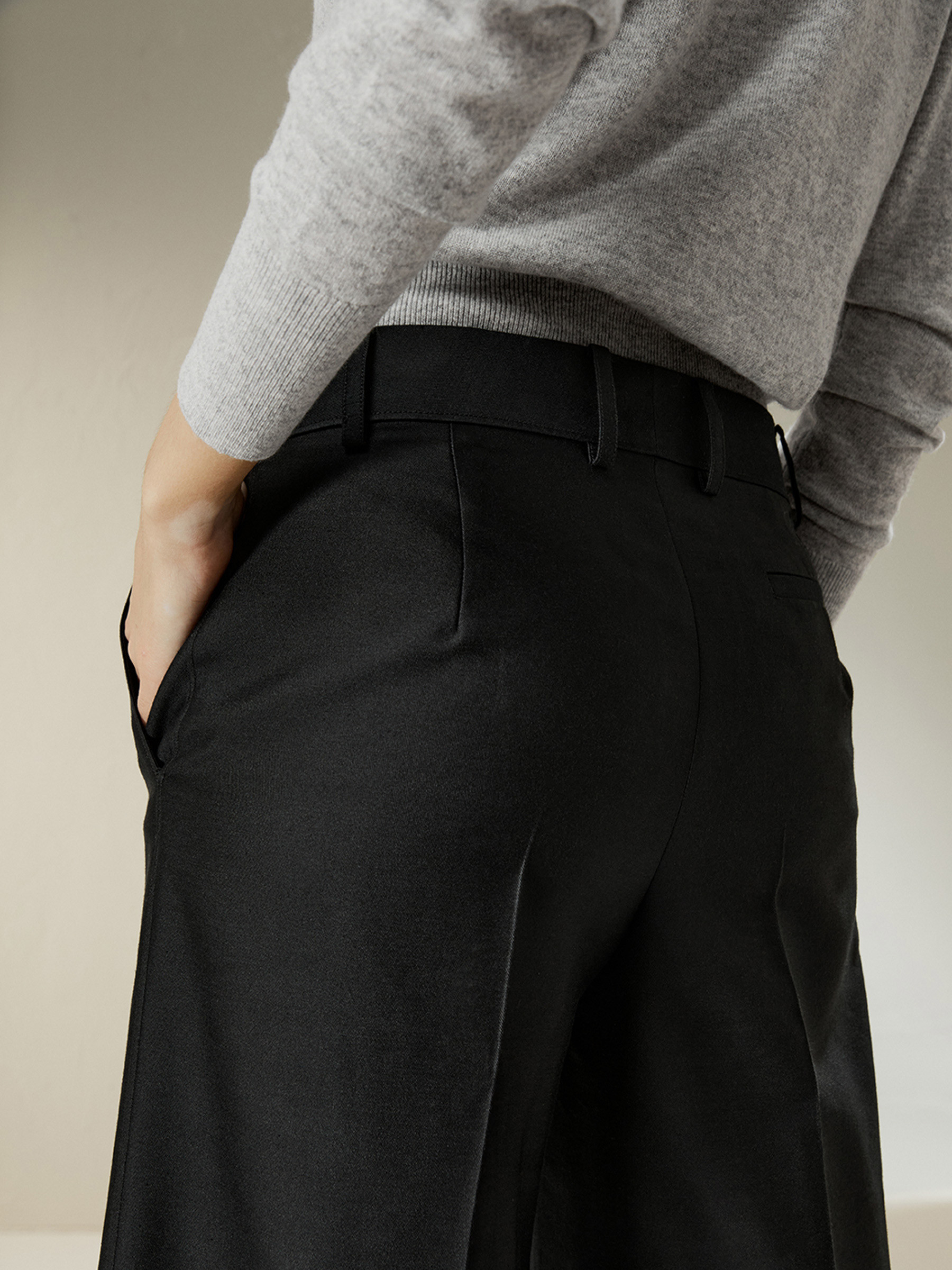 Wide leg silk-lined Wool Trousers | LilySilk