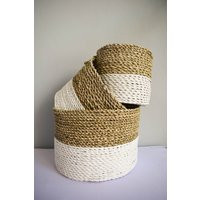 Set Of 3 Natural Seagrass Woven Basket, Wicker Basket | Etsy (US)