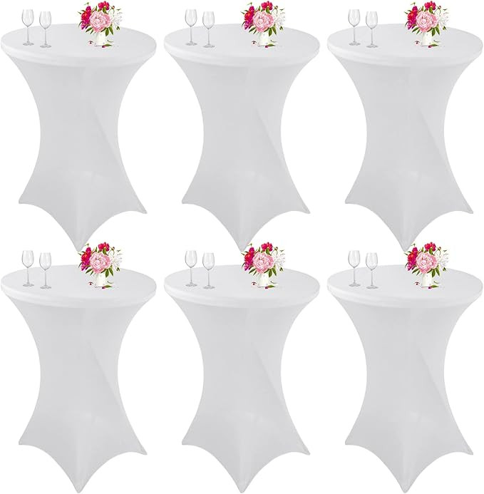 6 Pack Cocktail Spandex Tablecloth 32"x43" White Stretch Square Corners Cocktail Table Cover, Coc... | Amazon (US)