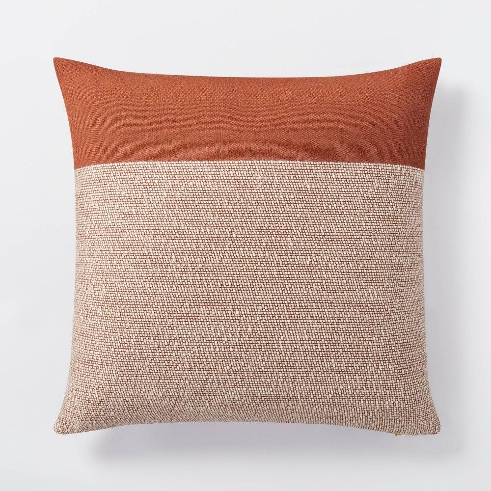 Oversized Color Block Square Throw Pillow Cream/Rust - Threshold designed with Studio McGee | Target
