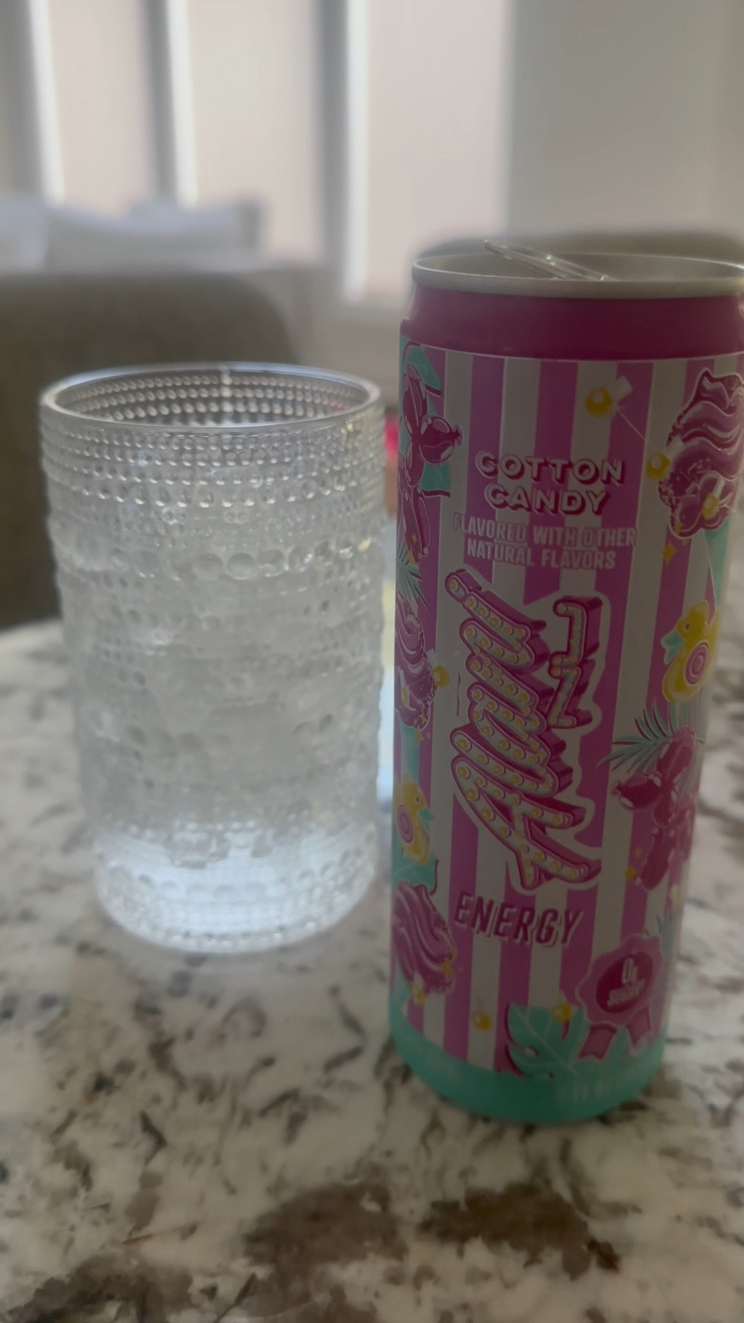 Finally found some Cotton Candy Alani! Love it best in one of my new glasses after chilling it in the freezer!