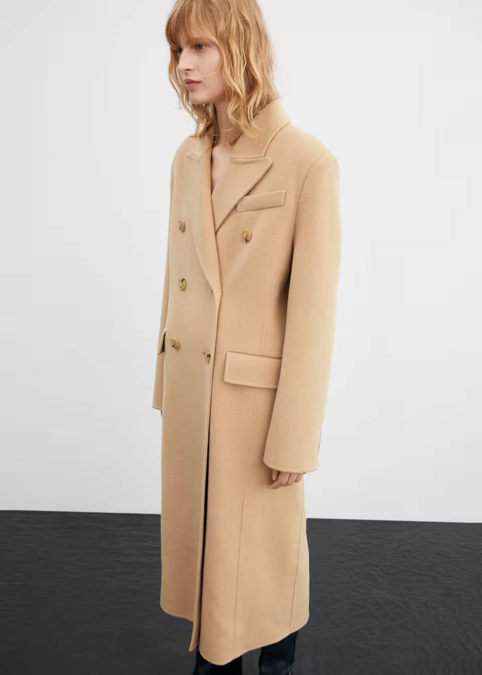Double-breasted virgin wool coat -  Women | Mango United Kingdom | MANGO (UK)