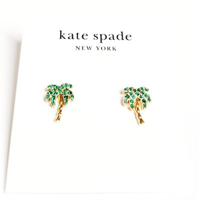 Kate Spade Away We Go Pave Palm Tree Stud Earrings Green Multi-Color kh547 NWT | eBay US