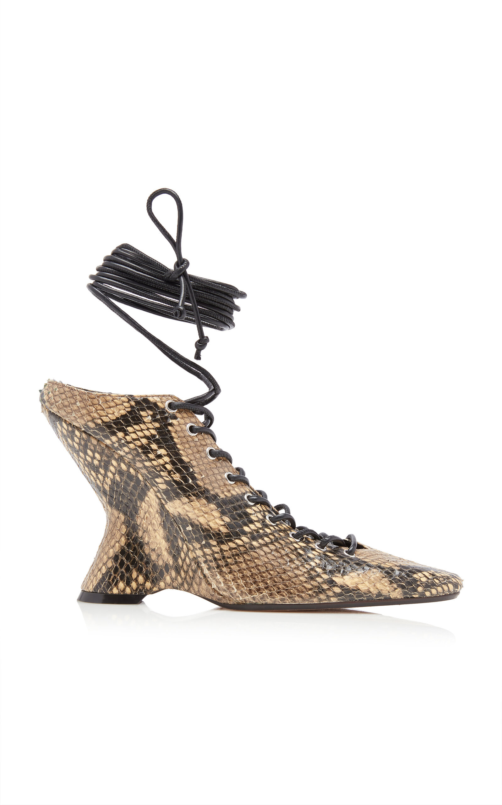 Laced Python-Effect Leather Pumps | Moda Operandi (Global)