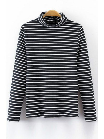 Turtle Neck Long Sleeve Striped T Shirt | ZAFUL (Global)