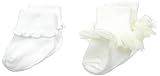 Jefferies Socks Baby Girls' Ruffle & Ripple Edge Turn Cuff Socks 2 Pair Pack | Amazon (US)