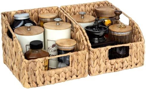 StorageWorks Water Hyacinth Wicker Baskets with Built-in Handles, Hand Woven Baskets for Organizi... | Amazon (US)
