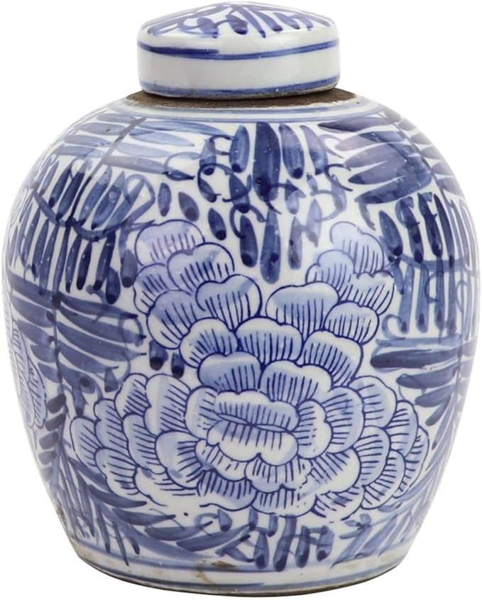 Tiny Lid Mini Jar Blue Blooming Flower Porcelain | Amazon (US)