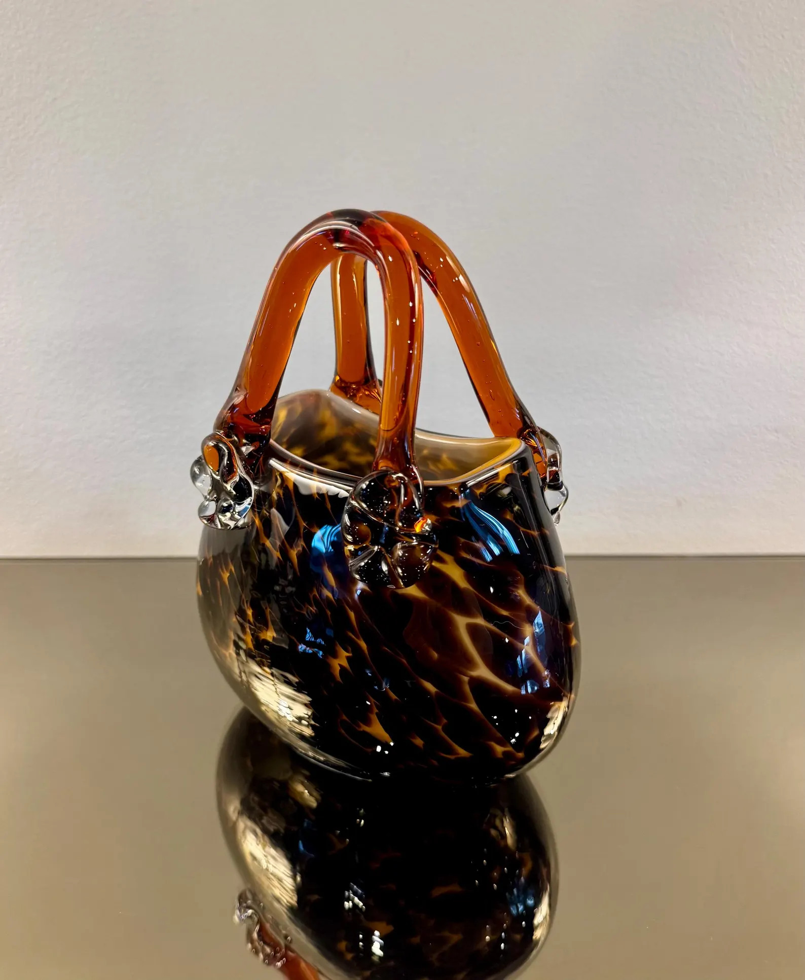 Vintage Halle Art Glass Hand Blown Tortoise Handbag | Etsy (Global)
