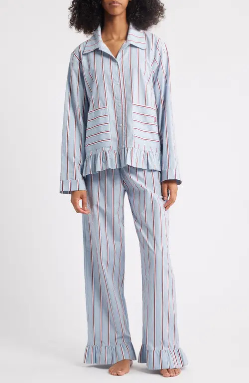 Damson Madder Frill Florie Stripe Pajamas in Blue at Nordstrom, Size 12 Us | Nordstrom