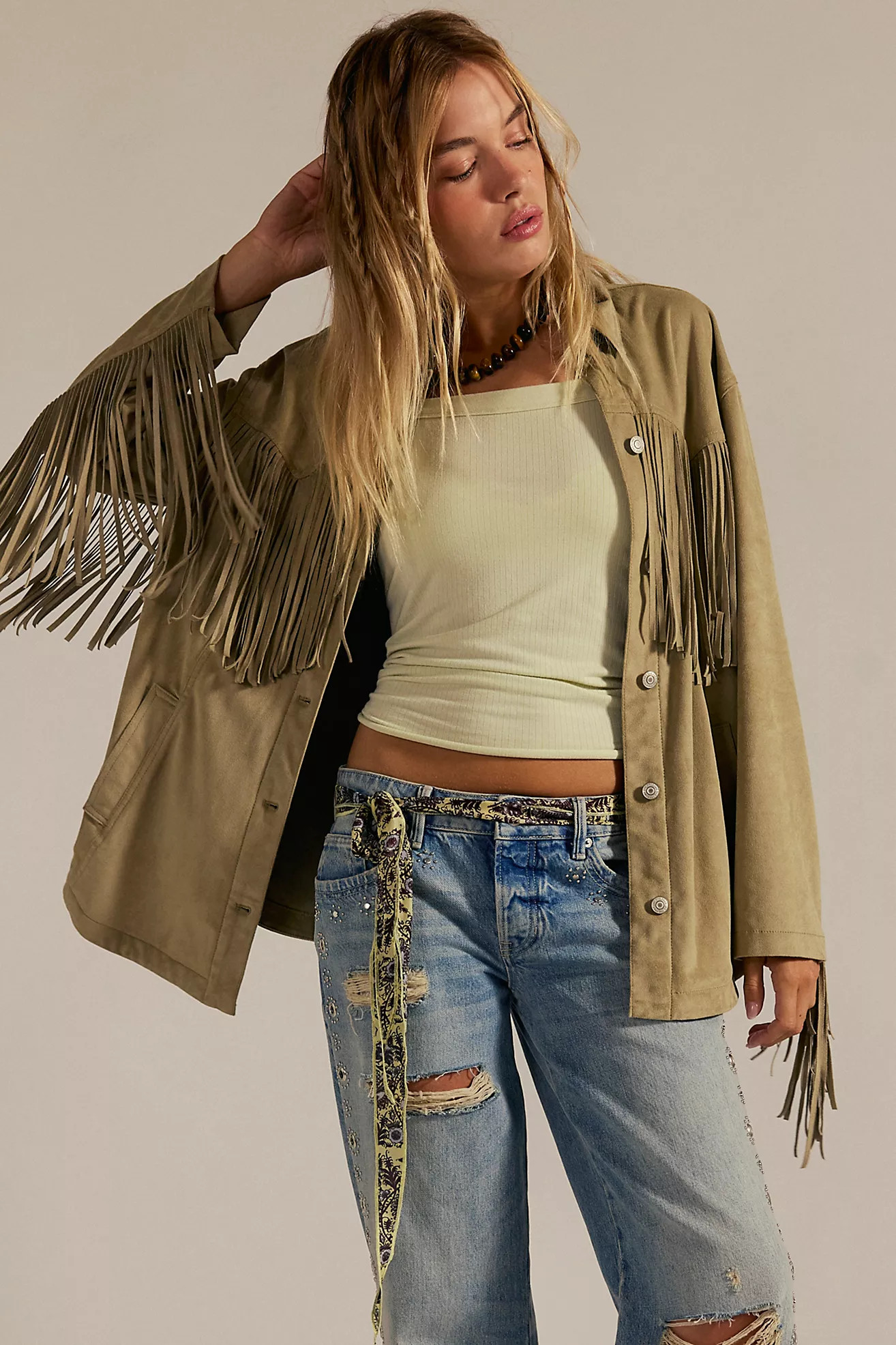 We The Free Fringe Out Vegan Suede Jacket | Free People (UK)