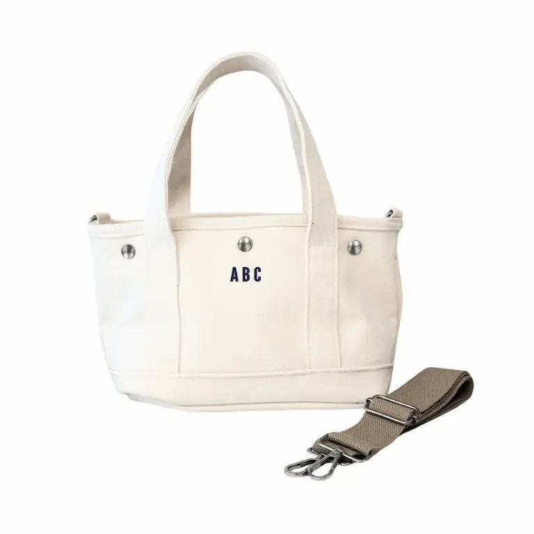 The Seaport Boat Bag - Natural Canvas Mini Monogram | Quilted Koala