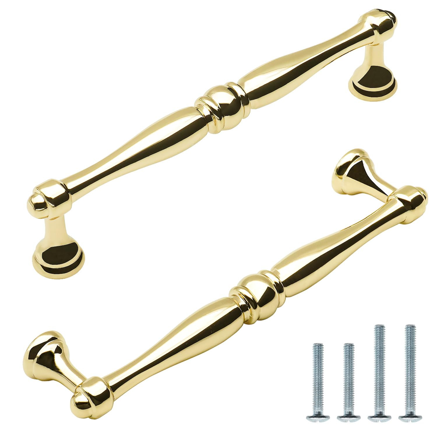 10 Pack Polished Gold Cabinet Pulls 5 Inch(128mm) Hole Center Zinc Alloy Polished Brass Handles f... | Amazon (US)