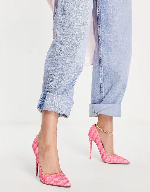 ASOS DESIGN Passion stiletto court shoes in pink print | ASOS (Global)