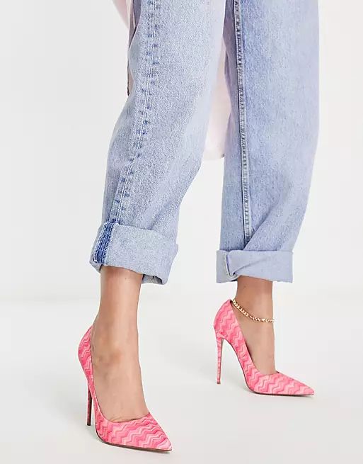 ASOS DESIGN Passion stiletto court shoes in pink print | ASOS (Global)