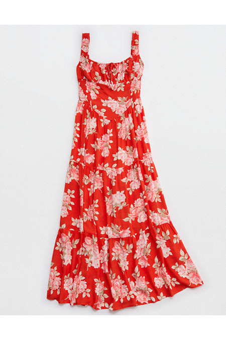 Aerie Corset Maxi Dress Women's Orange Flare S | Aerie