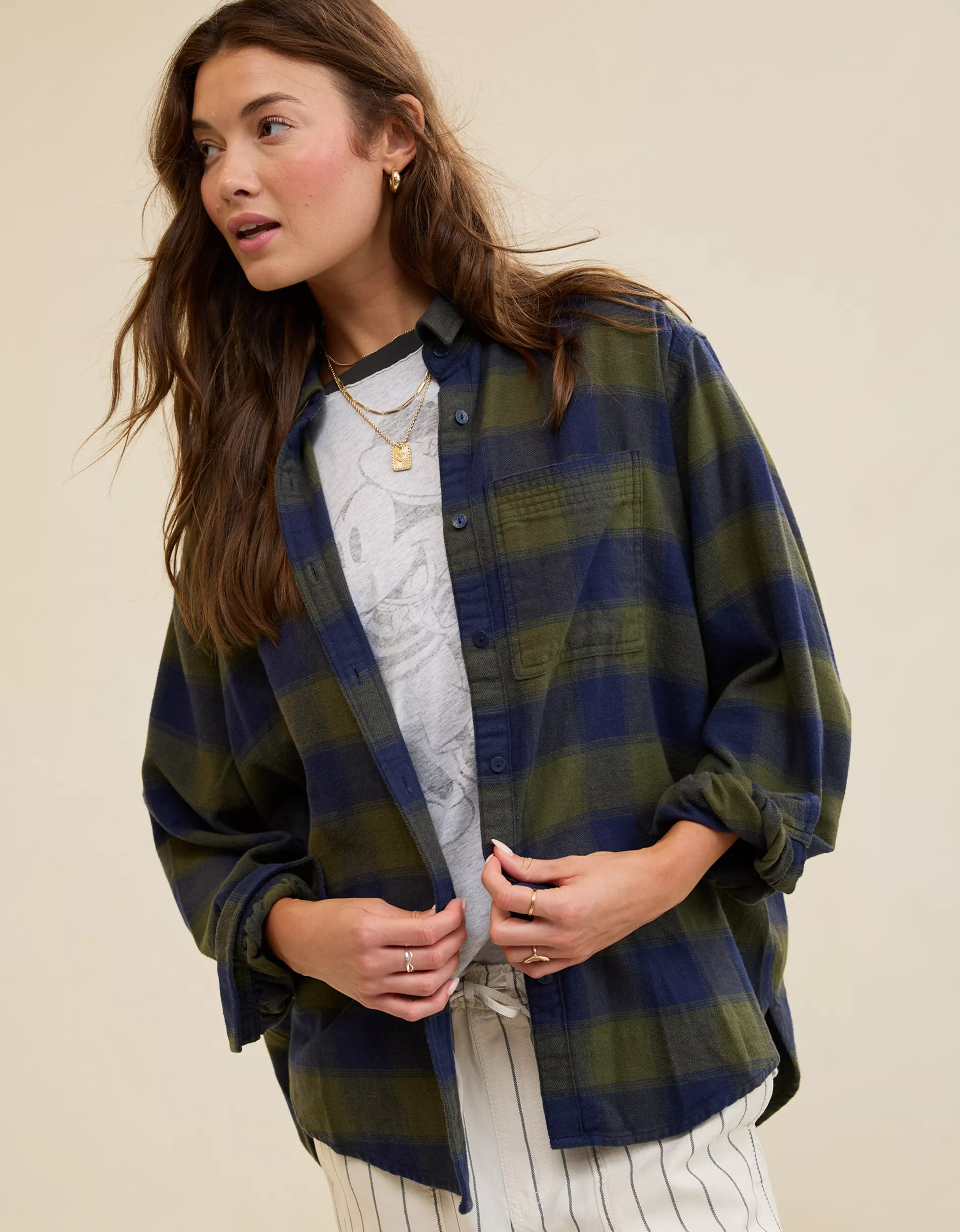 Aerie Anytime Fave Flannel Button Down Shirt | Aerie