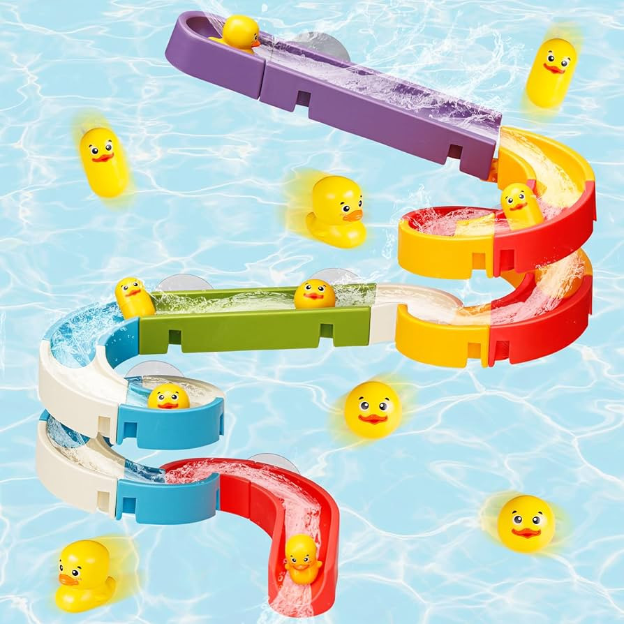 Duck Slide Bath Toys for Kids Ages 4-8, Wall Track Building Set 3+ Year Old, Fun DIY Kit Bathtub ... | Amazon (US)