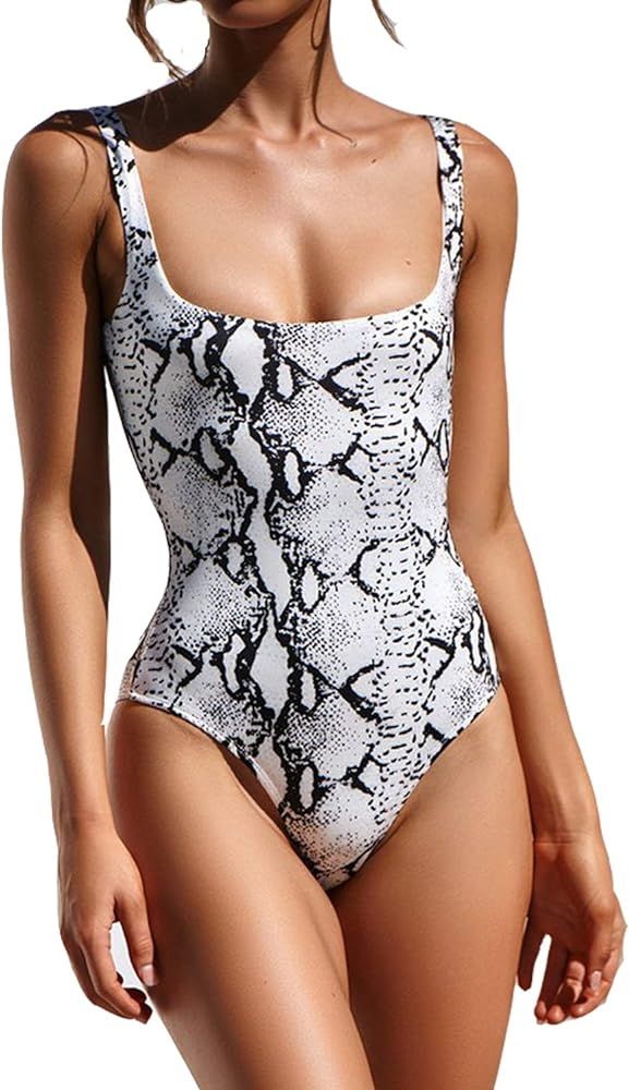 One Piece Monokini Bikini Swimsuit for Women High Cut Leopard Print Bathing Suits Backless Thong ... | Amazon (US)