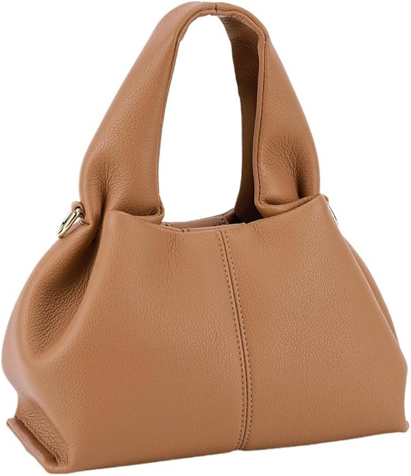 Dumpling Clutch Purse Solid Color Retro Crossbody Bag with Removable Strap Tote Shoulder Bag PU L... | Amazon (US)