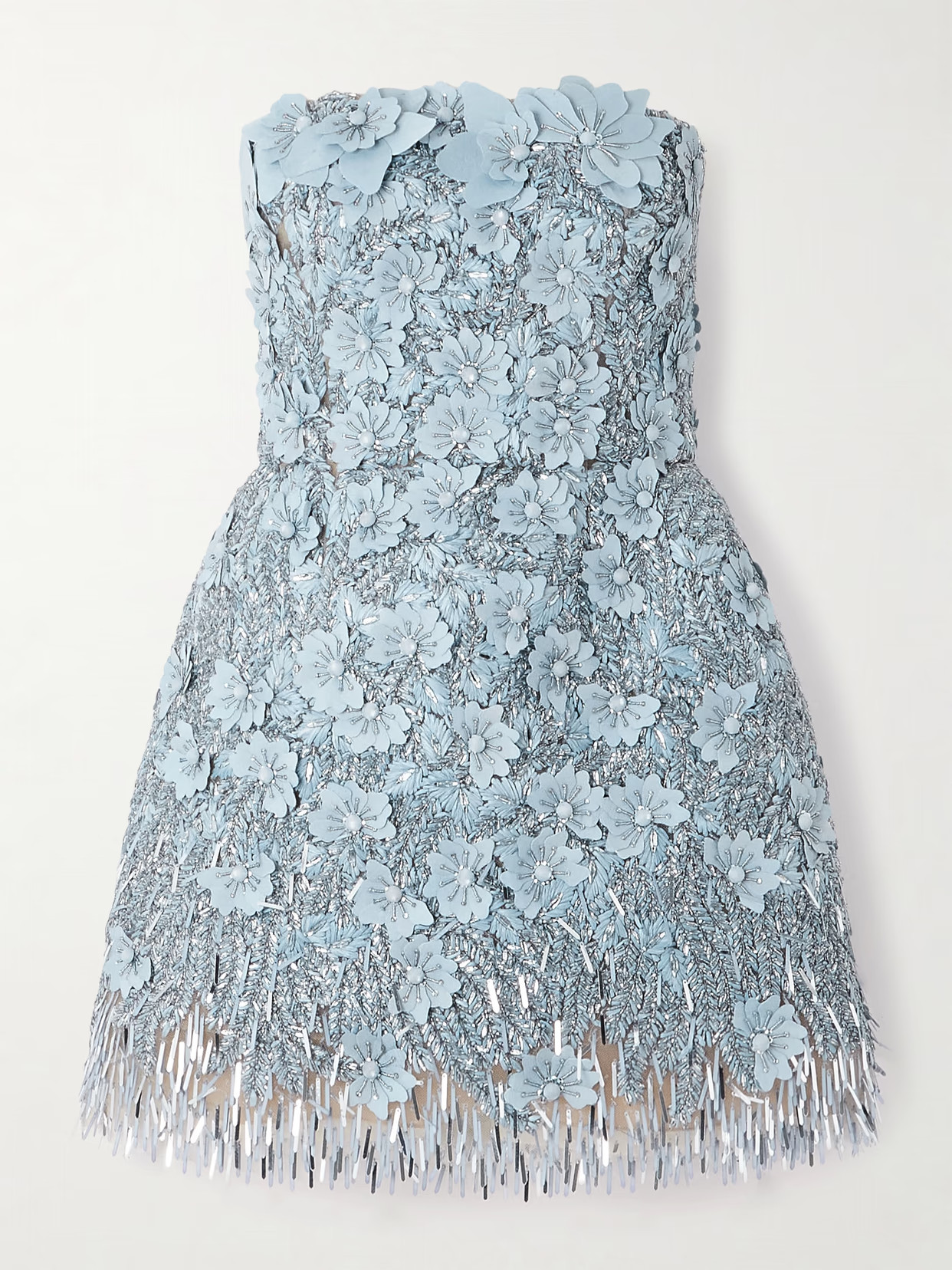 Oscar de la Renta - Embellished Raffia Mini Dress - Blue | NET-A-PORTER (US)