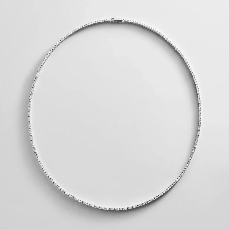 Billie Silver Tennis Necklace - Rhodium Plated Silver | BaubleBar
