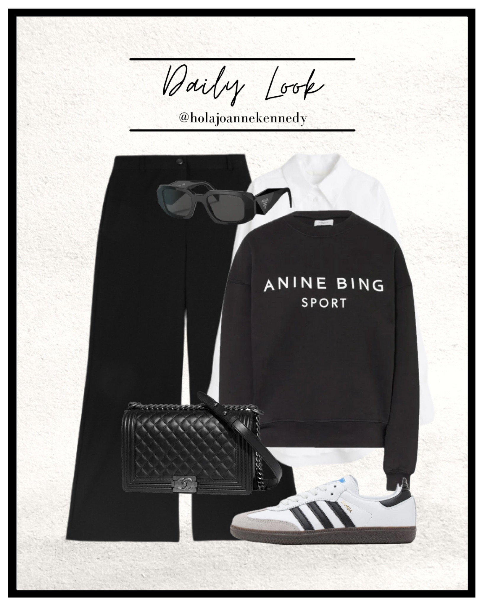 Black and white outfit idea, winter outfit, winter workwear, early spring outfit, February outfit idea, monochrome outfit idea, black tailored trousers, white shirt bodysuit, black anine bing even sport sweatshirt, workwear look, adidas sambas, simple outfit 

#LTKworkwear #LTKstyletip #LTKeurope