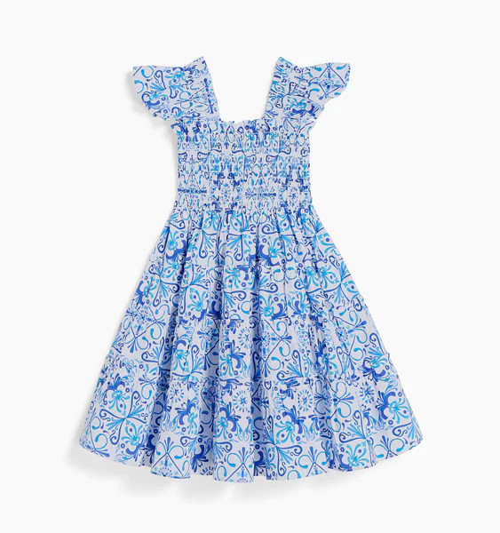 The Tiny Ellie Nap Dress - Blue Mosaic Poplin | Hill House Home