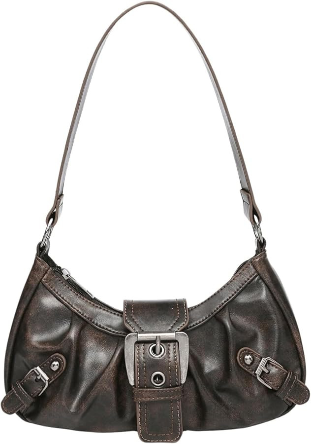 Verdusa Women's Top Handle Shoulder Bag Buckle Punk Hobo Clutch Purses Bags | Amazon (US)